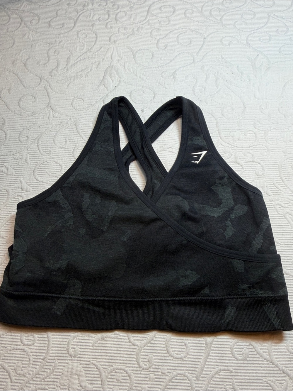 Gymshark Black Camo Cross-Back Sports Bra